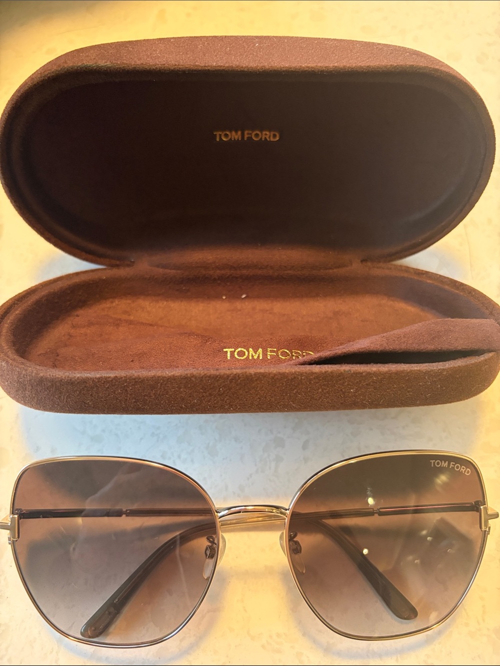 Tom Ford Gold Frame Sunglasses with Brown Gradient Lenses
